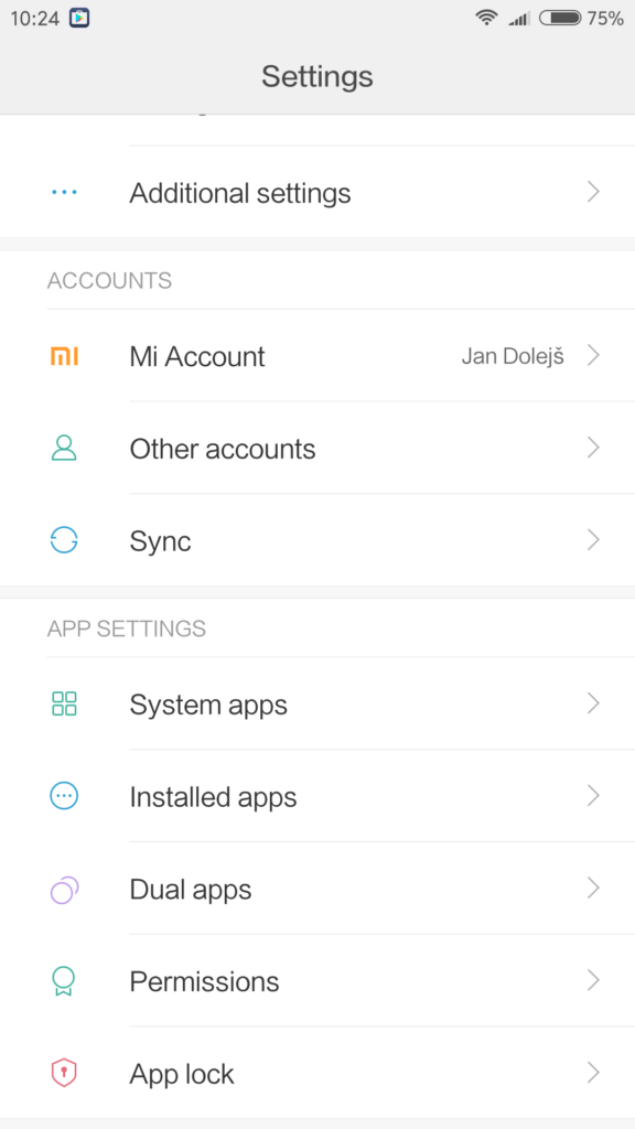 Xiaomi Mi6 system nastaveni 4